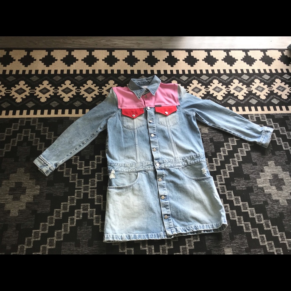 Calvin Klein denim color block dress
